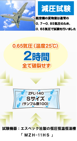 航空便にも対応、減圧試験