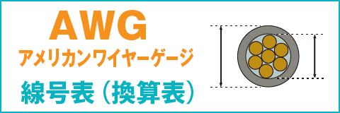 AWG アメリカンワイヤーゲージ 線号表 換算表