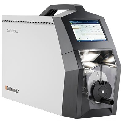 同軸ケーブルストリップ装置 CS6480 3枚のブレード全体を使い、薄く強く密着した被覆を取り除きます。最長50mmのストリップ長さ。