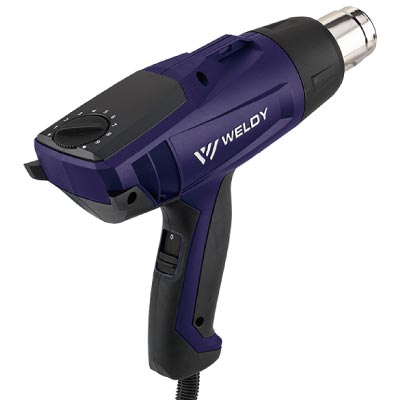 ヒートガン WELDY HG330-S 120.129 2段階可変の風量コントロールスイッチと無段階温度コントロールダイヤルを搭載。