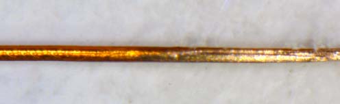 サンプル線　　&phi;0.09 約220倍